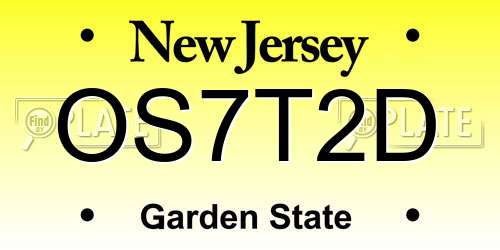 OS7T2D New Jersey License Plate