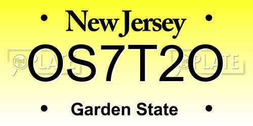 OS7T2O New Jersey License Plate