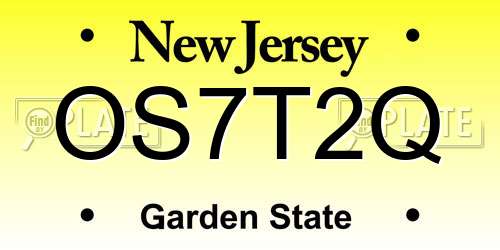 OS7T2Q New Jersey License Plate
