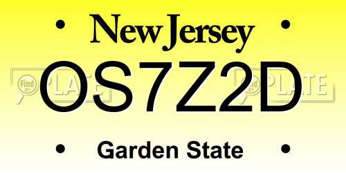 OS7Z2D New Jersey License Plate