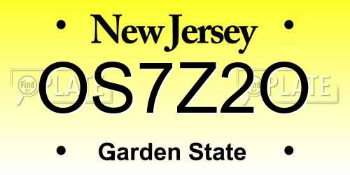 OS7Z2O New Jersey License Plate