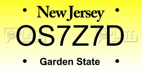 OS7Z7D New Jersey License Plate