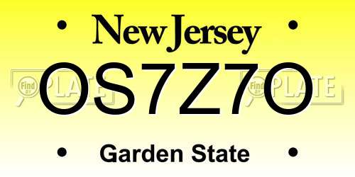 OS7Z7O New Jersey License Plate