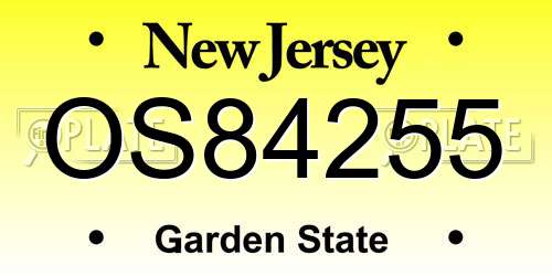 OS84255 New Jersey License Plate