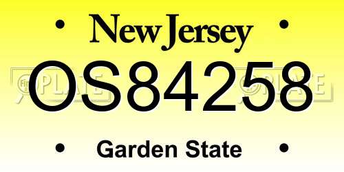 OS84258 New Jersey License Plate