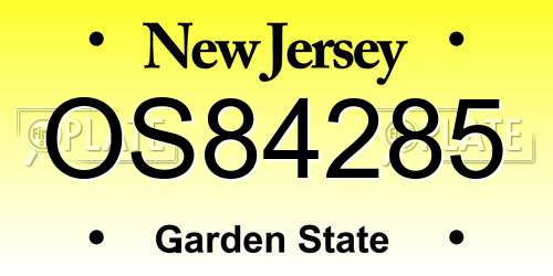 OS84285 New Jersey License Plate