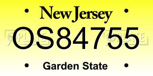 OS84755 New Jersey License Plate