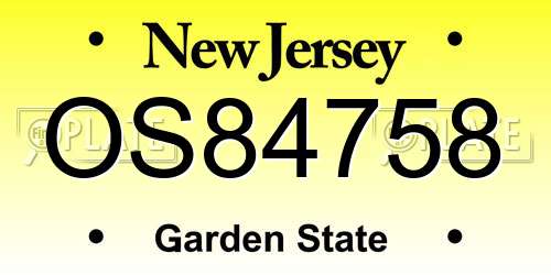 OS84758 New Jersey License Plate