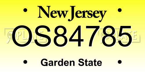 OS84785 New Jersey License Plate