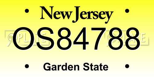OS84788 New Jersey License Plate