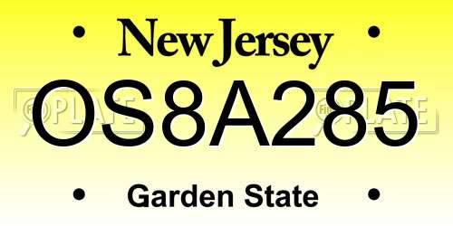 OS8A285 New Jersey License Plate