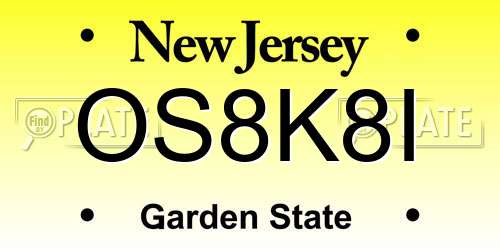 OS8K8I New Jersey License Plate