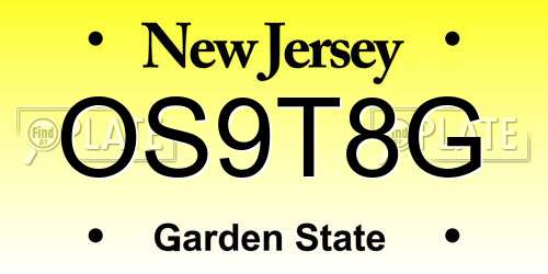 OS9T8G New Jersey License Plate