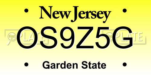 OS9Z5G New Jersey License Plate