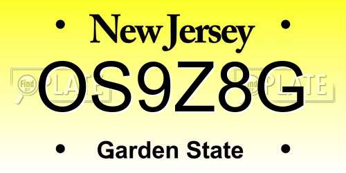 OS9Z8G New Jersey License Plate