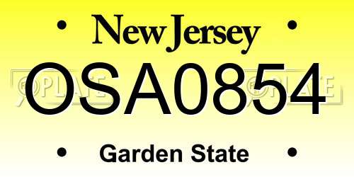 OSA0854 New Jersey License Plate