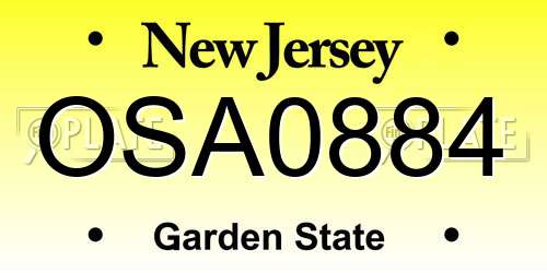 OSA0884 New Jersey License Plate