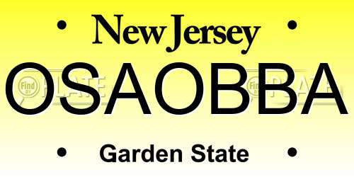 OSAOBBA New Jersey License Plate