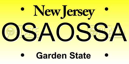 OSAOSSA New Jersey License Plate