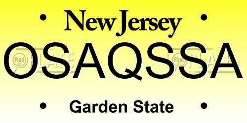 OSAQSSA New Jersey License Plate
