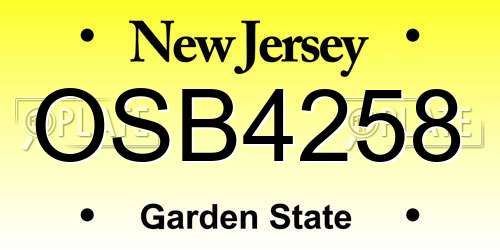 OSB4258 New Jersey License Plate