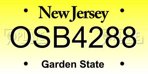 OSB4288 New Jersey License Plate