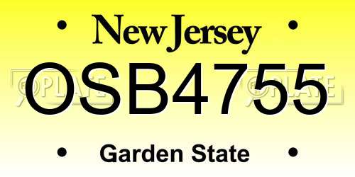 OSB4755 New Jersey License Plate