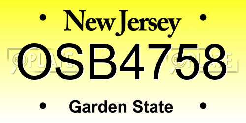 OSB4758 New Jersey License Plate