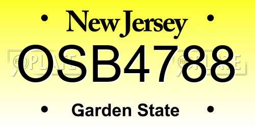 OSB4788 New Jersey License Plate