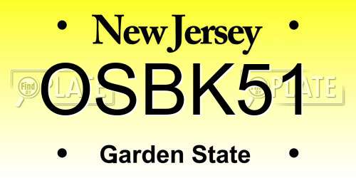 OSBK51 New Jersey License Plate