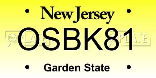 OSBK81 New Jersey License Plate