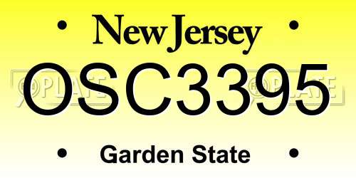OSC3395 New Jersey License Plate