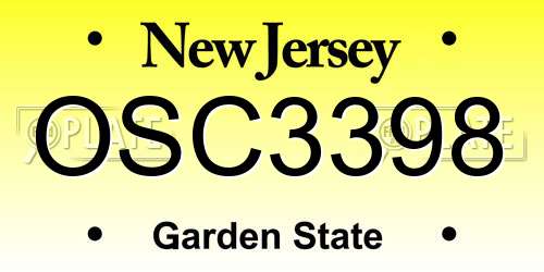 OSC3398 New Jersey License Plate