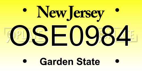 OSE0984 New Jersey License Plate