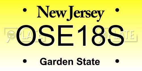 OSE18S New Jersey License Plate