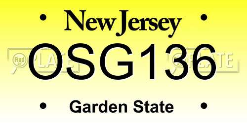 OSG136 New Jersey License Plate