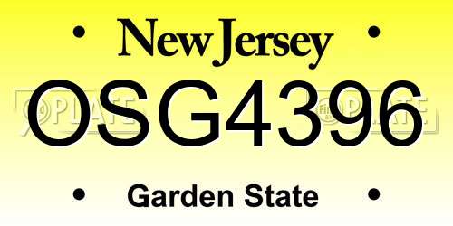 OSG4396 New Jersey License Plate