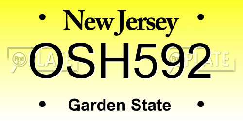 OSH592 New Jersey License Plate