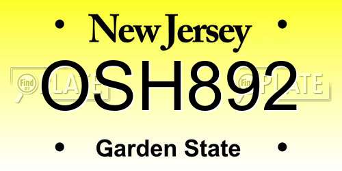 OSH892 New Jersey License Plate