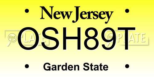 OSH89T New Jersey License Plate