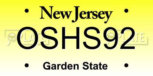 OSHS92 New Jersey License Plate