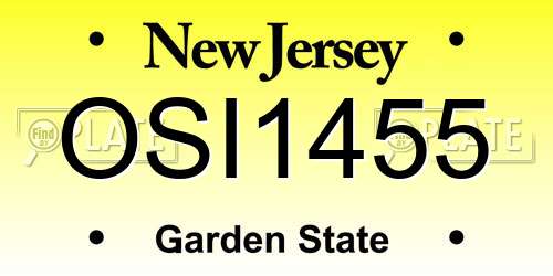OSI1455 New Jersey License Plate
