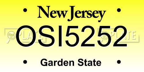 OSI5252 New Jersey License Plate