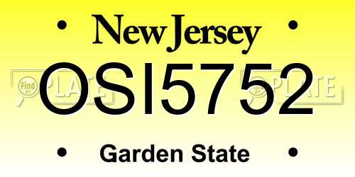 OSI5752 New Jersey License Plate