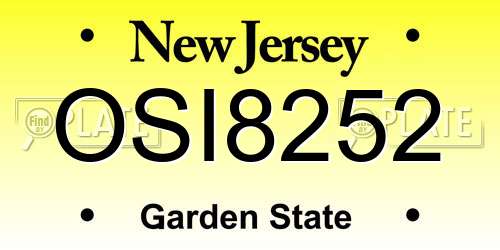 OSI8252 New Jersey License Plate