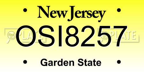 OSI8257 New Jersey License Plate