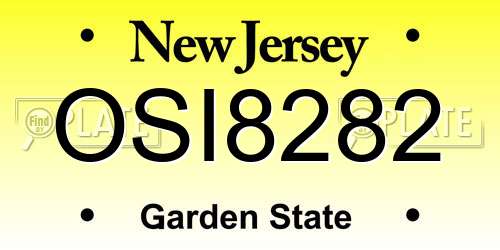 OSI8282 New Jersey License Plate