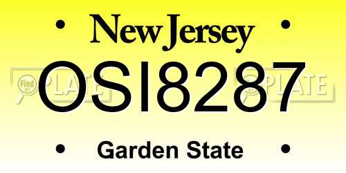 OSI8287 New Jersey License Plate