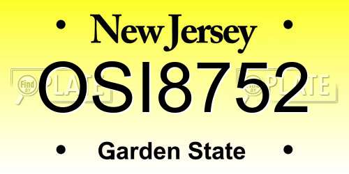 OSI8752 New Jersey License Plate