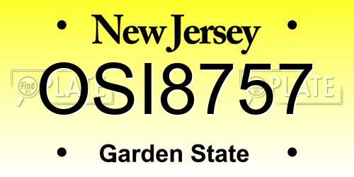 OSI8757 New Jersey License Plate